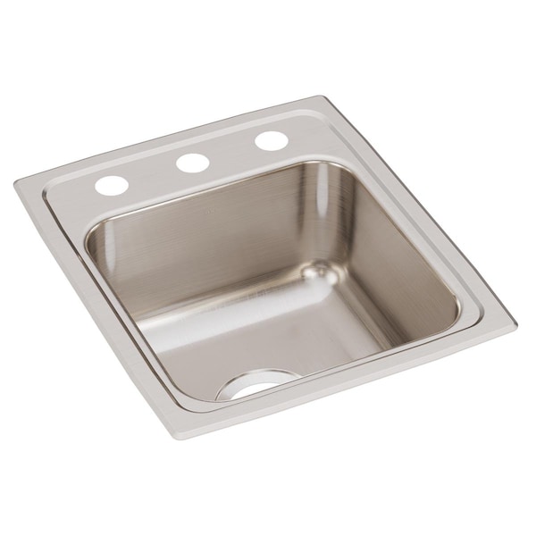 Sink, Stainless Steel, 17.5 in W x 15 in L x 7.625 in H
